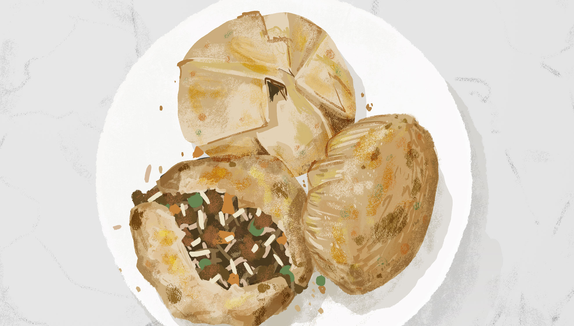 Illustration of Ouzie, a Middle Eastern food